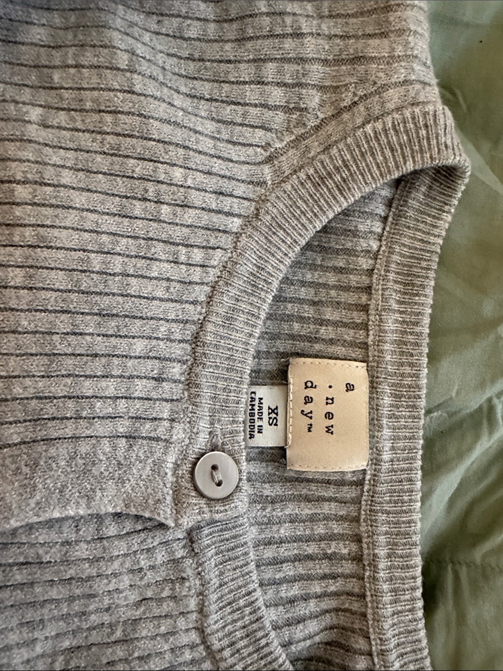 a new day Light Gray Ribbed Crewneck Button-Front Cardigan - Picture 2 of 4